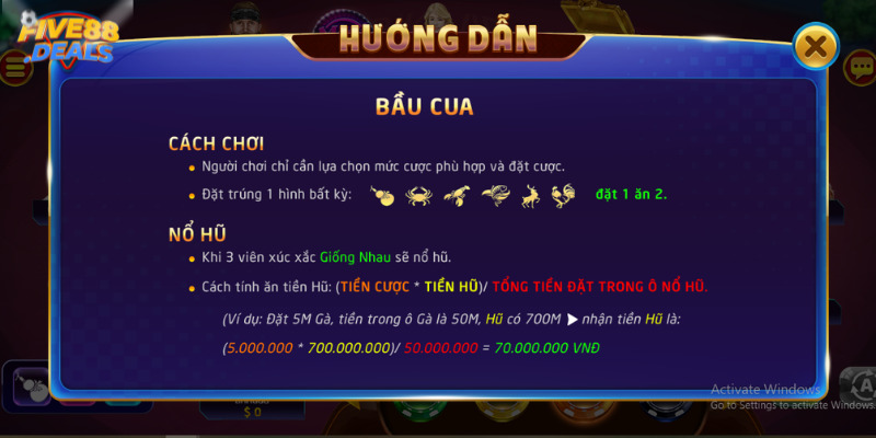 Giới thiệu các tính năng thường gặp khi chơi Bầu cua